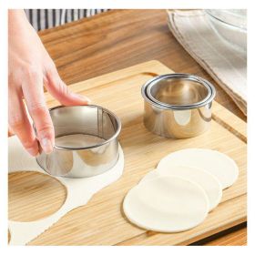 3pcs/Set; 2.36in/2.76in/3.15in; Stainless Steel Circle Mold & Hand Press Set; Cookie Cutter; Dumpling Press; Cooking Accessories Baking Tools