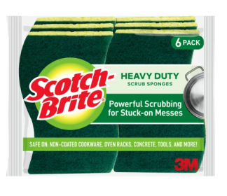 Scotch-Brite Heavy Duty Scrub Sponges;  6 Scrubbing Sponges