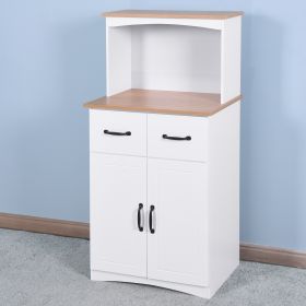 Wooden Kitchen Cabinet White Pantry Storage Microwave Cabinet with Storage Drawer