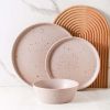 Jessica Stoneware 12-Piece Round Dinnerware Set, Taupe