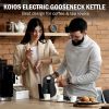 Electric Gooseneck Kettle Temperature Control & 5 Variable Presets;  Pour-Over Tea Kettle for Coffee Brewing;  Stainless Steel Inner;  1200W Rapid Hea