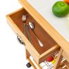 Kitchen & Dining Room Cart 2-Drawer Removable Storage Rack with Rolling Wheels Wood Color