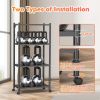 Kitchen Bakers Rack, Heavy Duty Bakers Rack 4-Tier Free Standing Kitchen Storage Shelf Rack Hight Adjustable with Wheels & Feet, Industrial Metal Micr