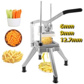 6mm/9mm/12.7mm Commercial Home Vegetable Fruit Dicer Cutter  Slicer Chopper Manual Cutting Machine (Color: Silver, size: 6 mm)