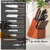 15 Pieces Stainless Steel Knife Block Set with Ergonomic Handle