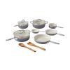 12-Pieces Porcelain Enamel Classic Ceramic Cookware Set, Ombre Teal