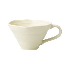 Large Capacity Breakfast Cup Milk Oatmeal Cup Hand Pinch Feeling Ceramic Cup (Option: Beige-380ml)