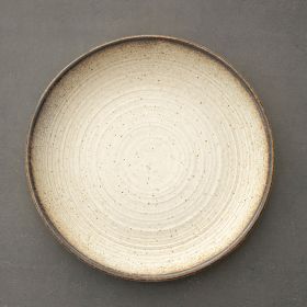 Stoneware Plate Dish Retro Household Ceramic Tableware Tray Plate (Color: beige)